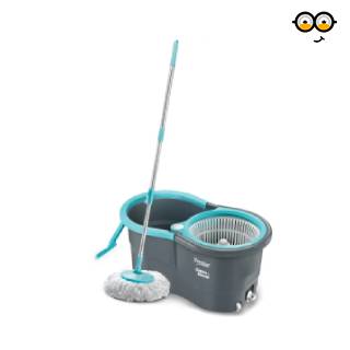 Price Drop: Prestige Alpha with 2 Microfiber heads 360 Degree Spinner Mop Set  (Grey, Blue)