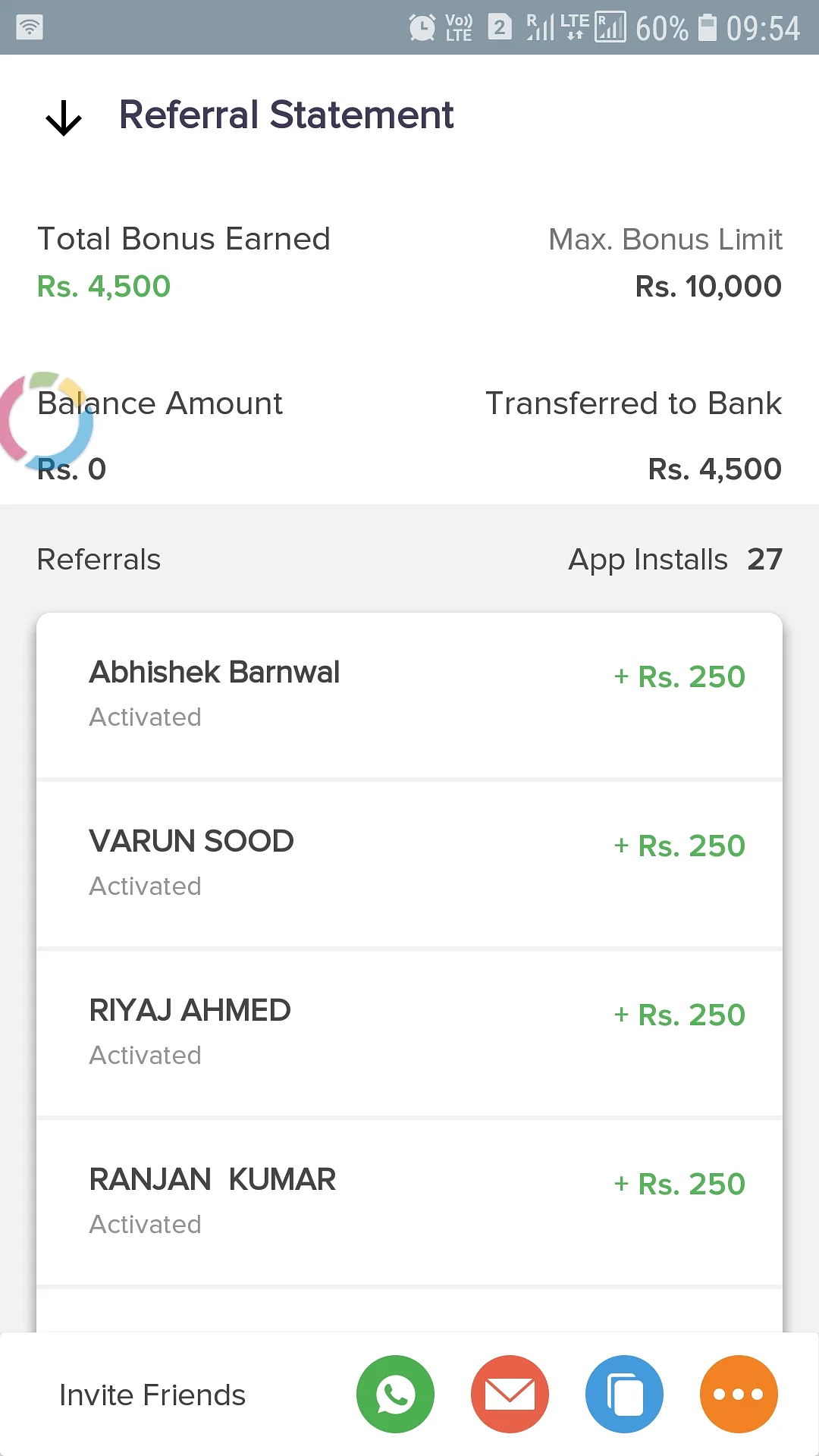 Here's the referral earnings proof that I earn with ETMoney referral code link