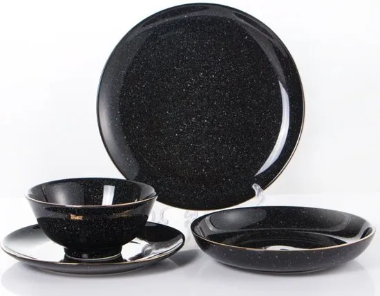 Servies set 6 persoons 24-delig Marble Black 
