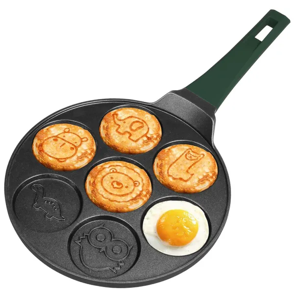  Pancakepan met dierenvormpjes - 7 kops - 26 cm