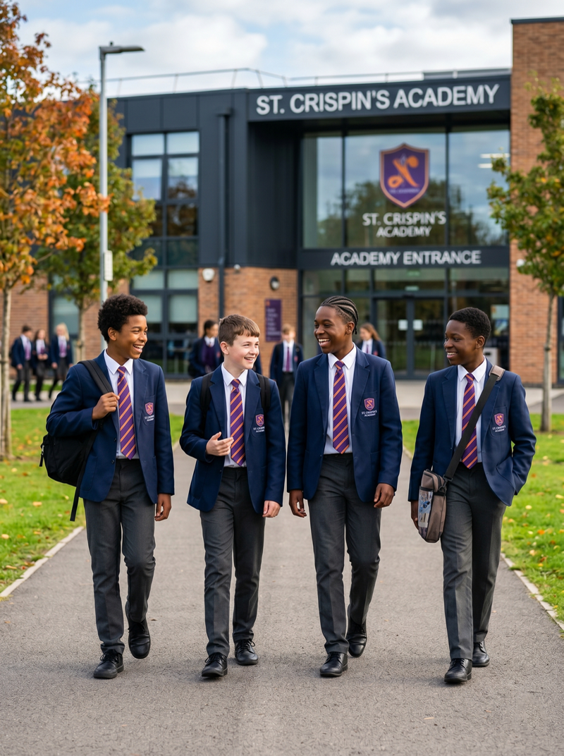 AI-enhanced school classroom photograph showing pupils engaged in learning activities