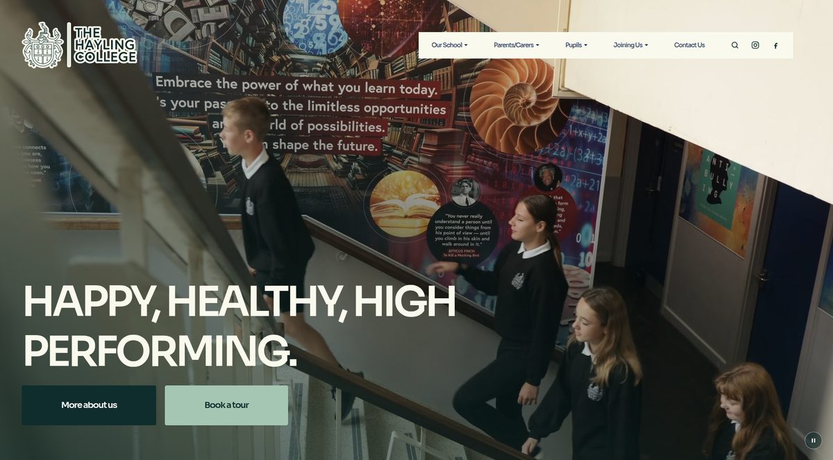 The Hayling College website screenshot