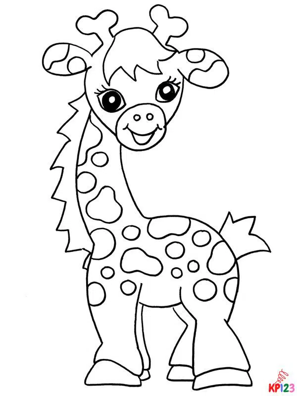 Kleurplaat giraffe 4