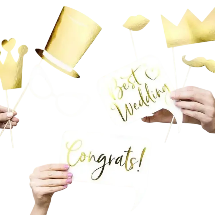 PartyDeco Foto Props Bröllop Guld