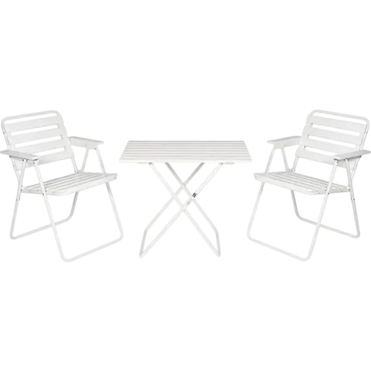 Varax Retro 401 + 305 Vit Caféset, 1 Bord inkl. 2 Stolar