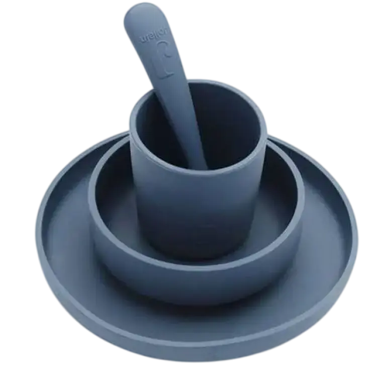Jollein Silicone Dinner Set Jeans Blue 4pcs
