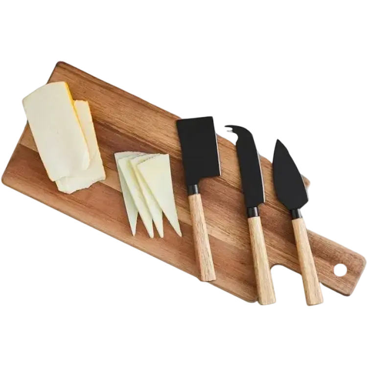 Hâws Ostset 3 Knivar Och Skärbräda Silver Ostbricka