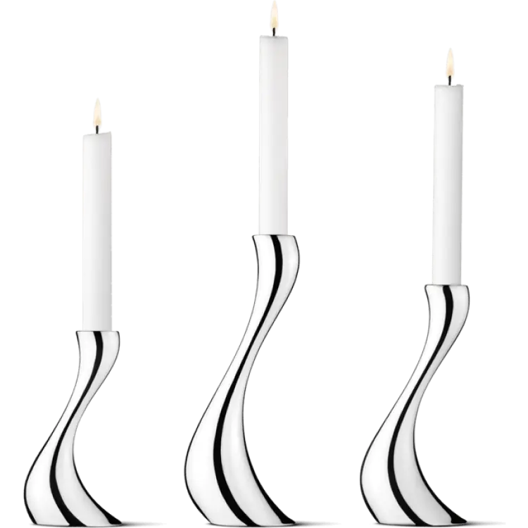 Georg Jensen Cobra Shiny Steel Ljusstake 24cm 3st