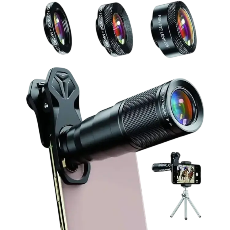 Nordic APEXEL 6 in 1 Phone Lens Kit - 22X Telephoto Lens, 205° Fisheye Lens, 120° Wide Angle Lens & 25X Macro Lens Försättslins