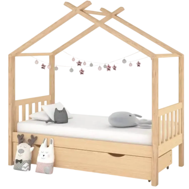 vidaXL Kids Bed Frame with a Drawer Solid Pine Wood 87x166cm