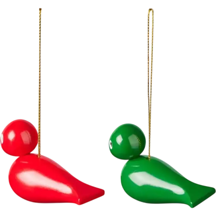 Kay Bojesen Julfåglar Christmas Birds Julhänge 2 Delar 5 cm Röd Grön Julgranspynt 2st