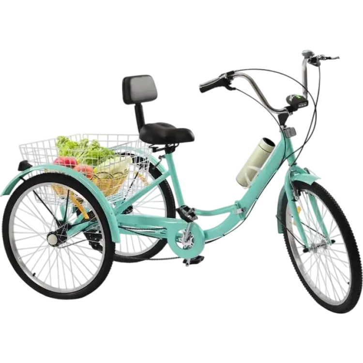 Sabuidds Tricycle for Adults With Shopping Basket Folding Turquoise