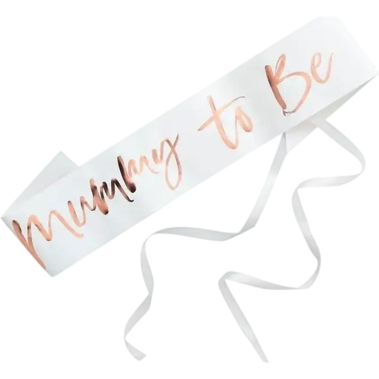 Ginger Ray Sash Mummy to Be White/Rose Gold