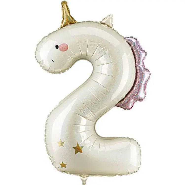 PartyDeco Sifferballong Unicorn Siffra 2