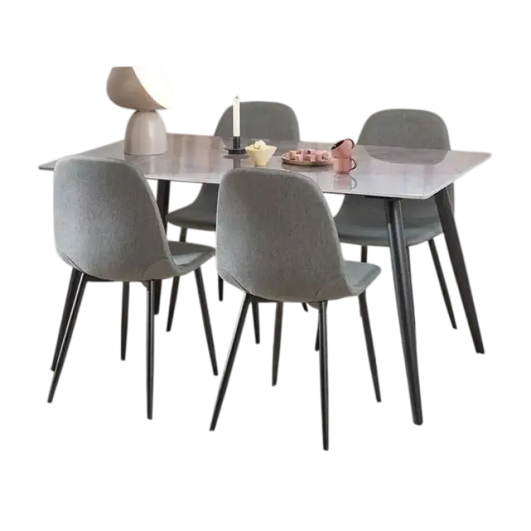 Sanjoan Matgrupp 140 cm 4 Stolar Grå Mörkgrå Bordsgrupp