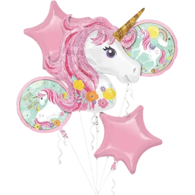 Amscan Foil Ballon Bouquet Magical Unicorn 5-pack