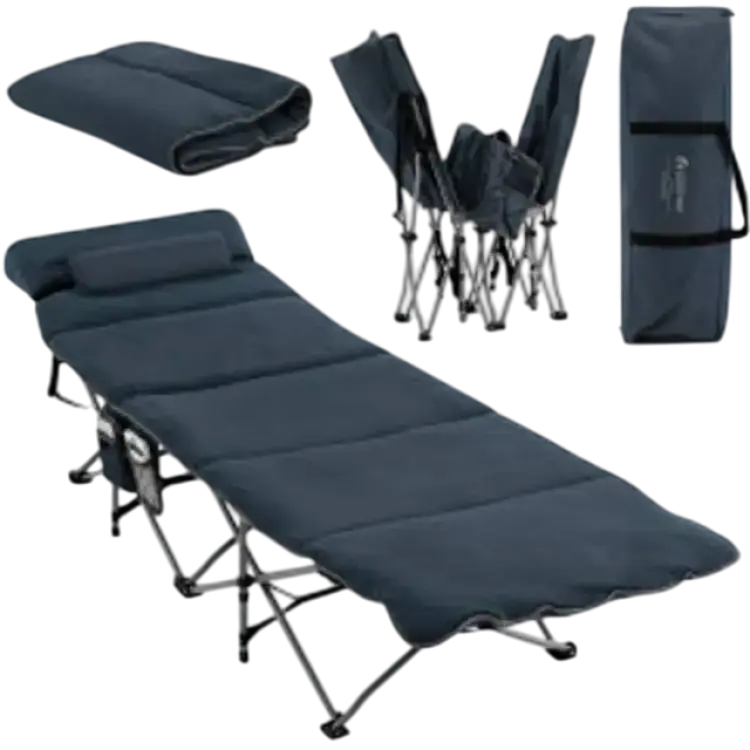 Costway Tältsäng Hopfällbar Campingsäng Med Madrass 185 cm x 65 cm x 41-53 cm Blå