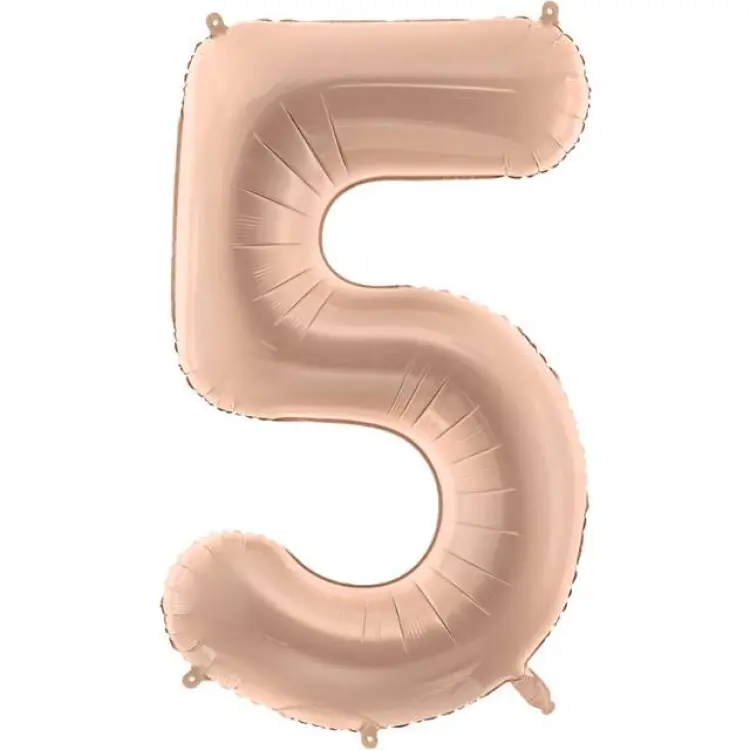 PartyDeco Sifferballong Nummer 5 Mörk Beige