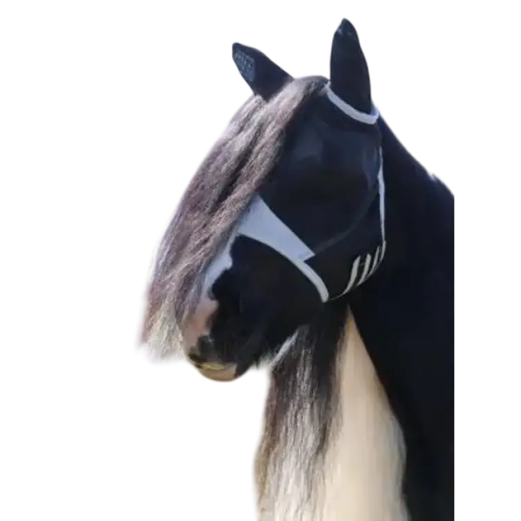 Shires Flyguard Flughuva Med Öron Och Pannluggshål - Svart/Grå