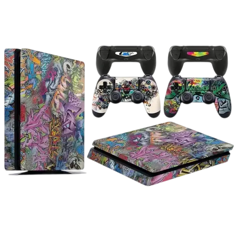 giZmoZ n gadgetZ PS4 Slim Console Skin Decal Sticker + 2 Controller Skins - Graffiti