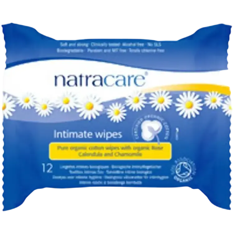 Natracare Organic Cotton Intimate Wipes 12-pack