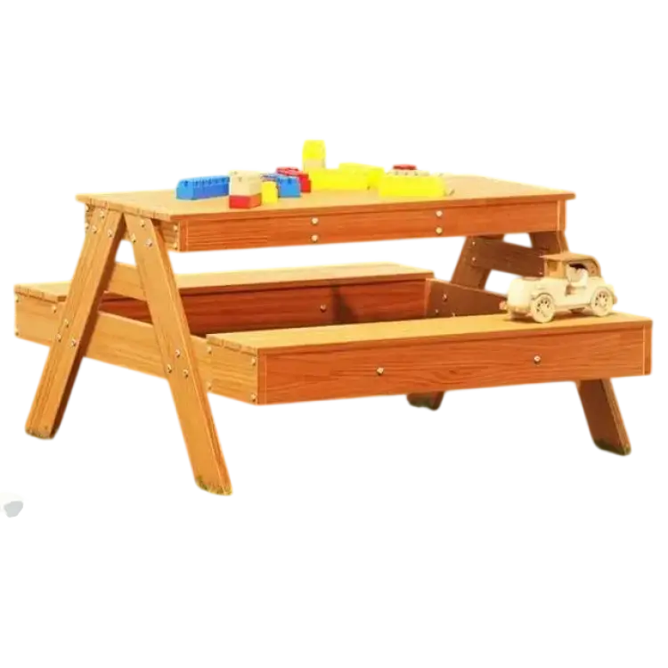 vidaXL Picknickbord För Barn Vaxad Brun 88x97x52 cm Massiv Furu