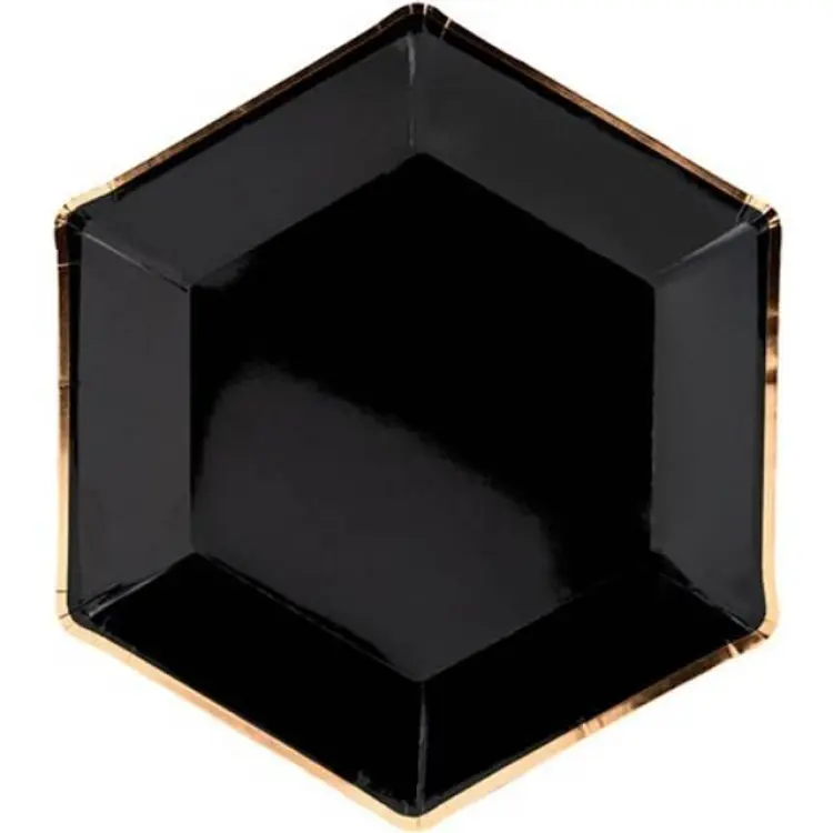 PartyDeco Plates Let's Celebrate Black/Gold 6-pack
