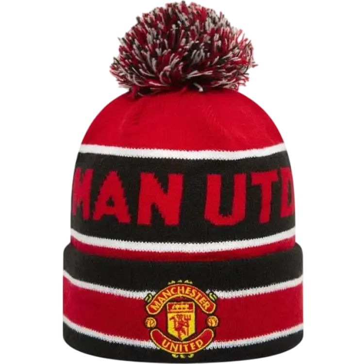 New Era Manchester United Striped Multi Bobble Beanie Hat