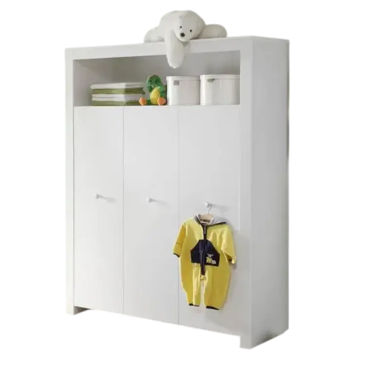 Ebuy24 Olja Klädskåp Barn 3 Dörrar 1 Hylla Vit