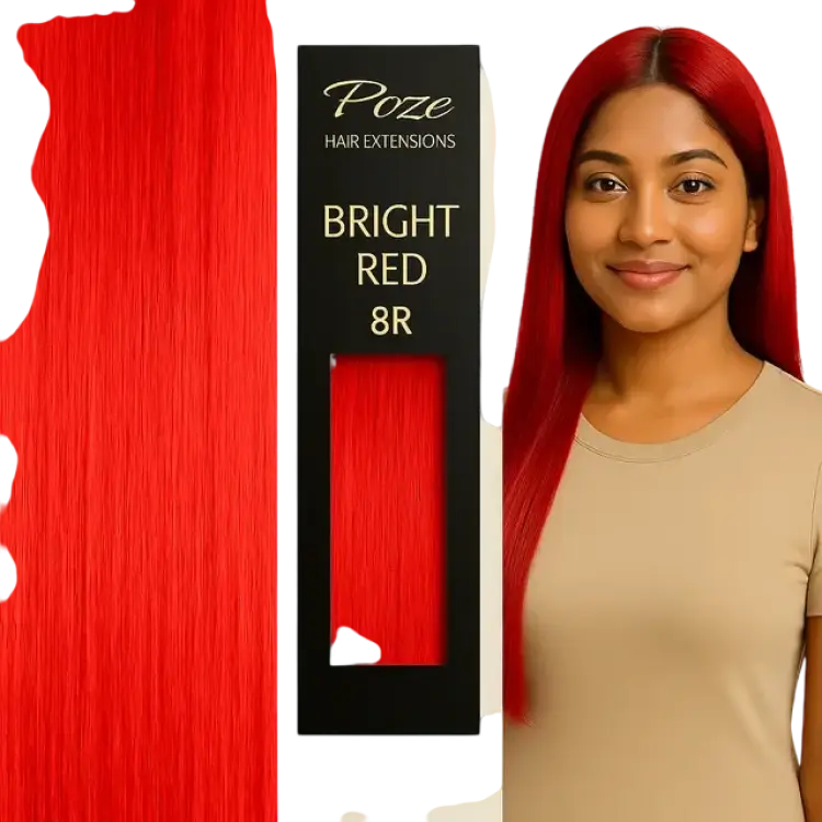 Poze Premium Tape On Extensions 50g Bright Red 8R 40cm
