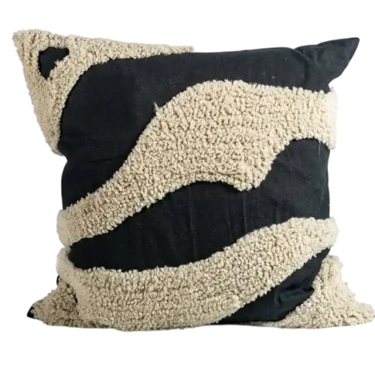 Byon Fluffy Komplett dekorationskudde Beige, Svart (50x50cm)