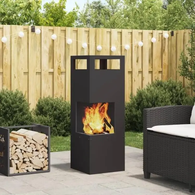 vidaXL Utomhus Eldstad Svart 35 x 35 x 100 cm Stål