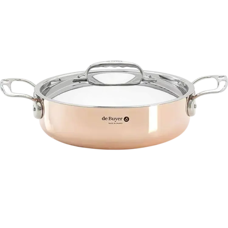 De Buyer Inocuivre Cast Stainless Steel Handles med lock 4.9 L 28 cm