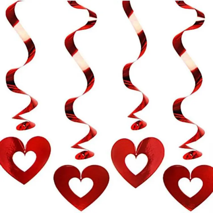 PartyDeco Swirl Hearts Red 5-pack