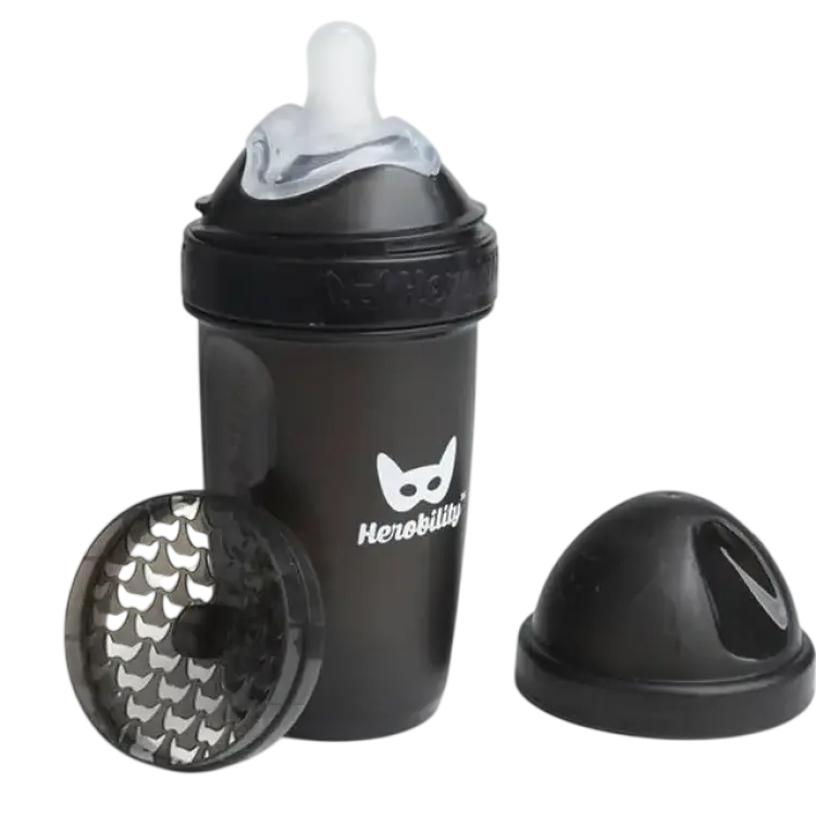 Herobility Double Anti-Colic Baby Bottle 240 ml Black