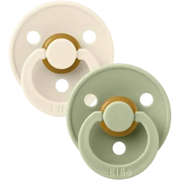Bibs Colour Rund Napp Latex Str 1 2-pak Ivory/Sage