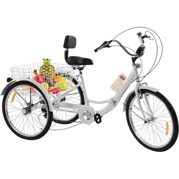 HINOPY for Adults, 60cm 3-Wheel Adult Bicycle 7-Speed ​​Folding Cruiser Bike