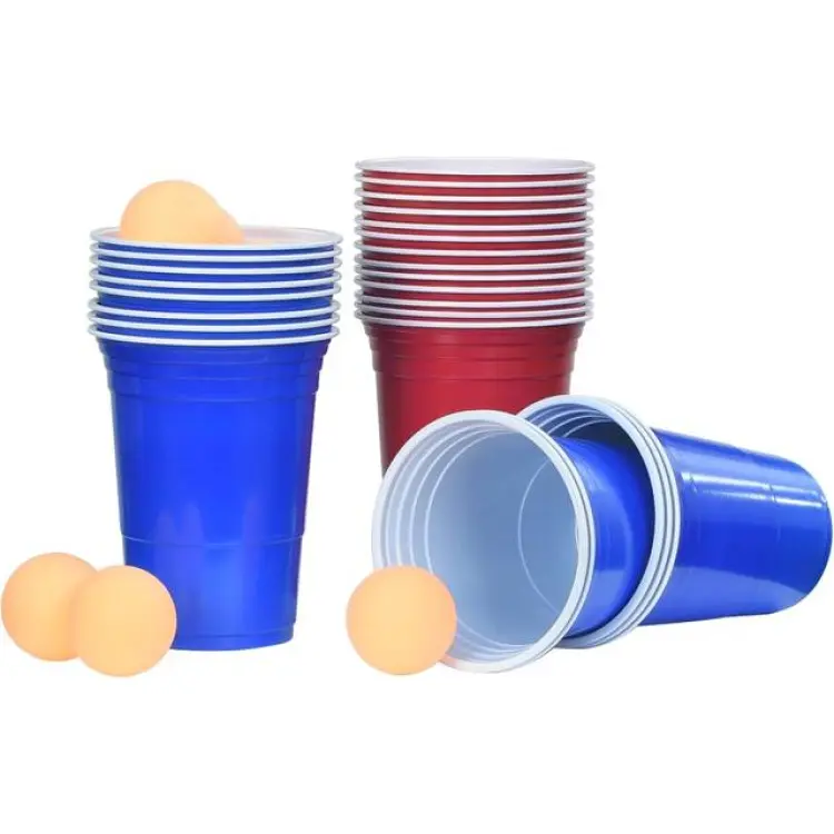 vidaXL Plastic Cups Beer Pong Blue/Red 100-pack