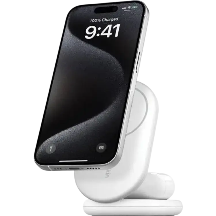Belkin BoostCharge 2-i-1 Magnetisk Hopfällbar Qi2 Laddare 15 W