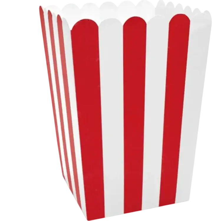 PartyDeco Popcorn Box Mix White/Red 6-pack