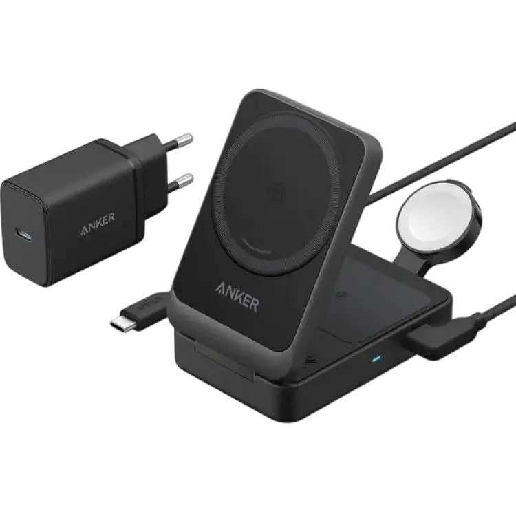 Anker 3 in 1 MagGo Foldable Wireless Charging Station Black Stone