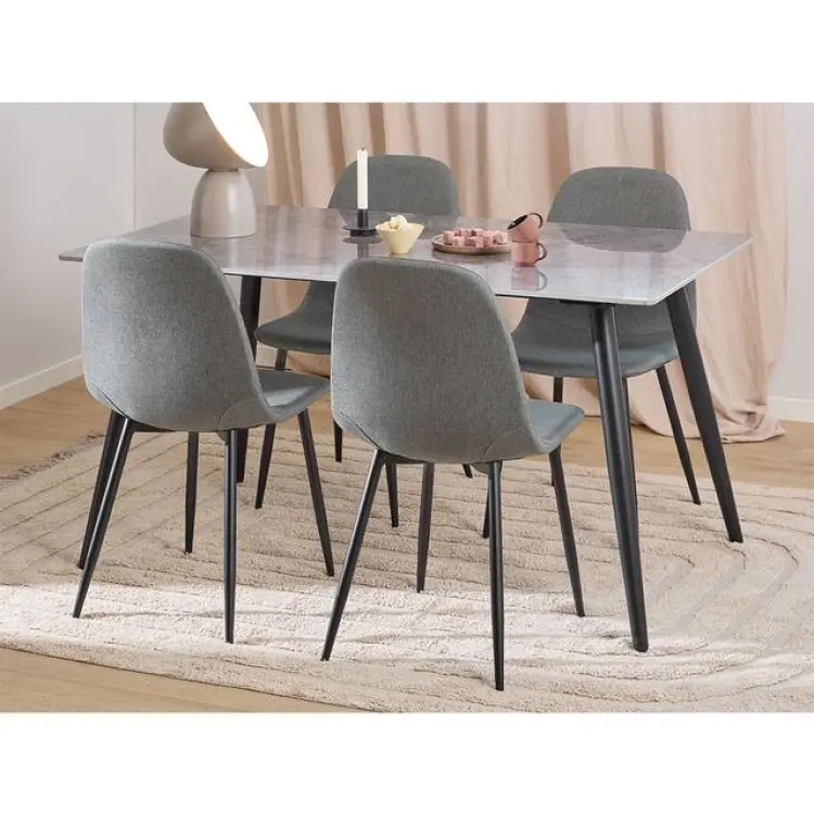 Sanjoan Matgrupp 140 cm 4 Stolar Grå Mörkgrå Bordsgrupp