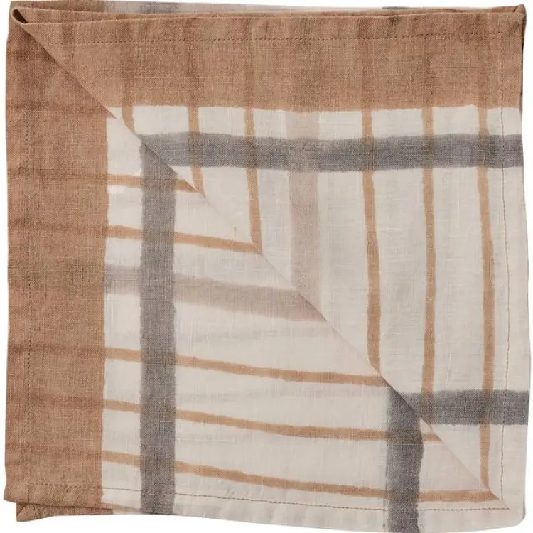 Tell Me More Ella Servett 50x50 cm Hazelnut Checkered - Tygservett Brun, Vit, Beige (50x50cm)
