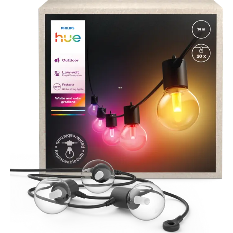 Philips Hue Festavia Globe Utomhusljusslingor 14m Ljusslinga