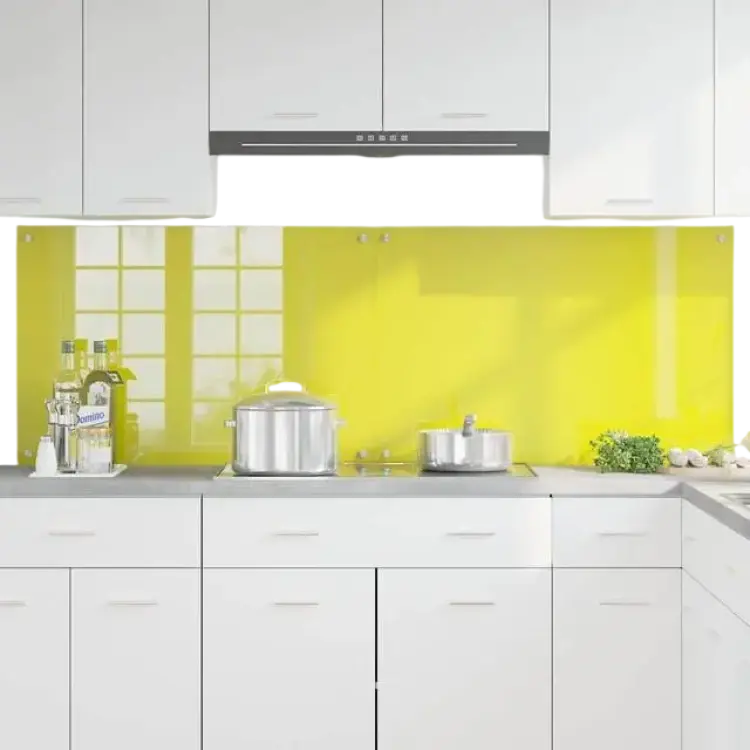 vidaXL Köksplånbak 2 Pcs Gul 90 x 60 cm Härdat Glas Stänkskydd