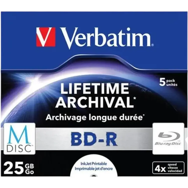 Verbatim M-Disc BD-R 25GB 4x 5-pack Jewelcase Inkjet