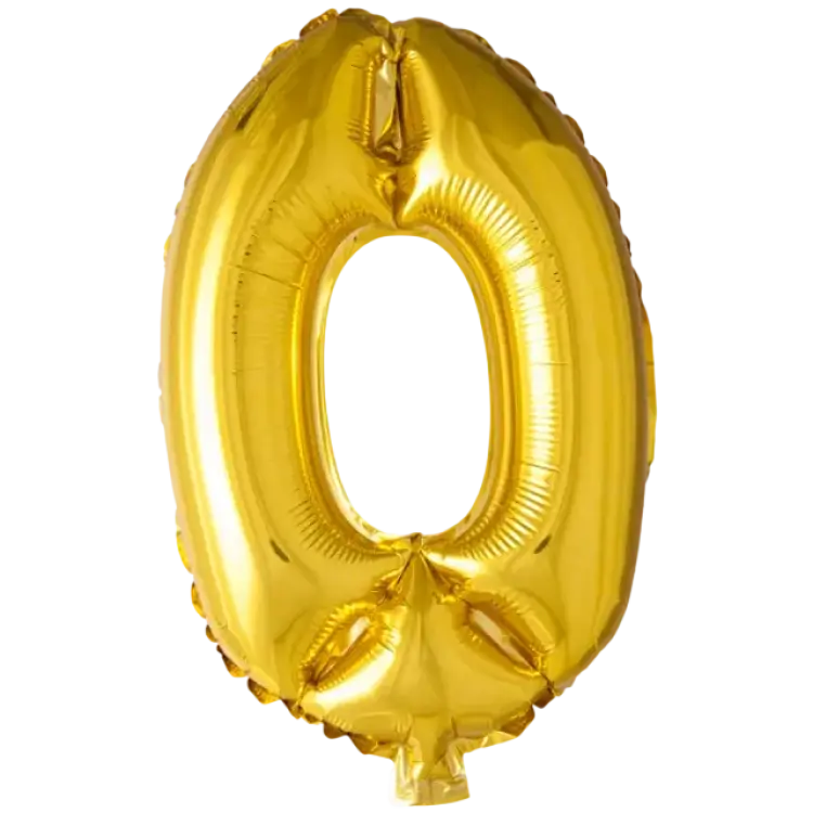PartyDeco Foil Balloon Number 0 86cm Gold