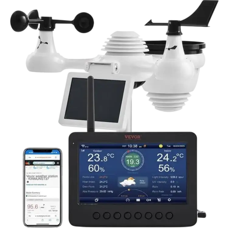 VEVOR 7-in-1 Wi-Fi Solar Self-Charging Weather Station