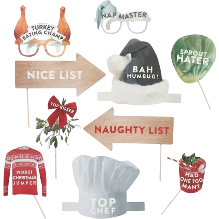 Ginger Ray Photoprops Novelty Christmas 10-pack