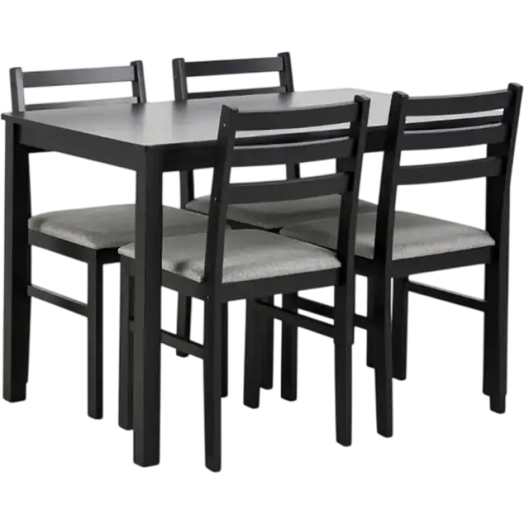 Actona Alicante Matgrupp Bord Och 4 Stolar 70x110cm Svart Bordsgrupp 5st